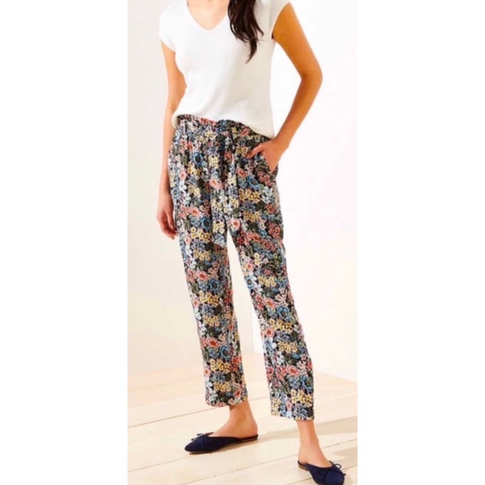 Loft floral tie waist cargo pants